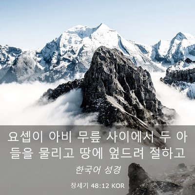 Picture 03 - 창세기 48:12 KOR - 요셉이 아비 무릎 사이에서 두 - Bible Verse Picture