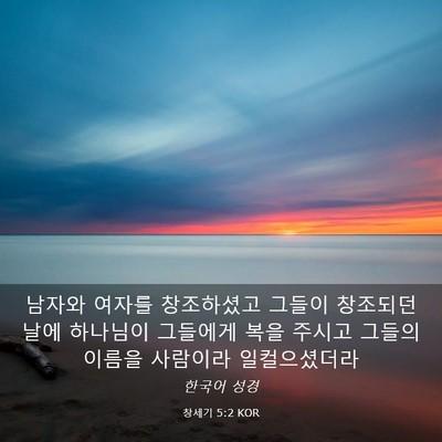 Picture 03 - 창세기 5:2 KOR - 남자와 여자를 창조하셨고 그들이 - Bible Verse Picture