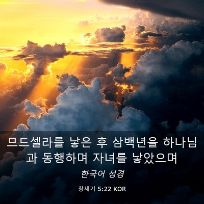 Picture 03 - 창세기 5:22 KOR - 므드셀라를 낳은 후 삼백년을 - Bible Verse Picture