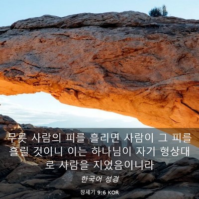 Picture 03 - 창세기 9:6 KOR - 무릇 사람의 피를 흘리면 사람이 그 - Bible Verse Picture