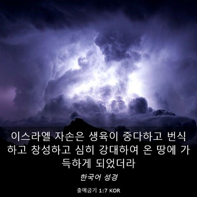 Picture 03 - 출애굽기 1:7 KOR - 이스라엘 자손은 생육이 중다하고 - Bible Verse Picture
