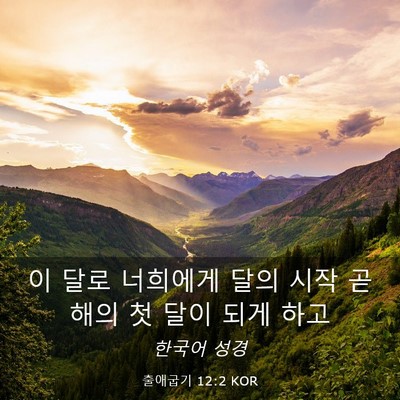 Picture 03 - 출애굽기 12:2 KOR - 이 달로 너희에게 달의 시작 곧 해의 - Bible Verse Picture