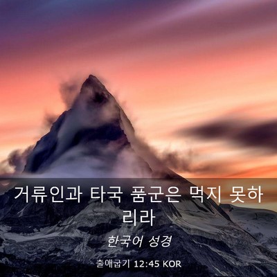 Picture 03 - 출애굽기 12:45 KOR - 거류인과 타국 품군은 먹지 - Bible Verse Picture