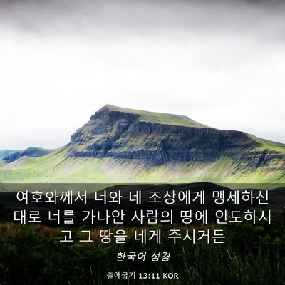 Picture 03 - 출애굽기 13:11 KOR - 여호와께서 너와 네 조상에게 - Bible Verse Picture