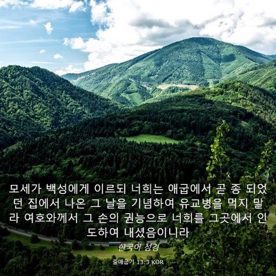Picture 03 - 출애굽기 13:3 KOR - 모세가 백성에게 이르되 너희는 - Bible Verse Picture