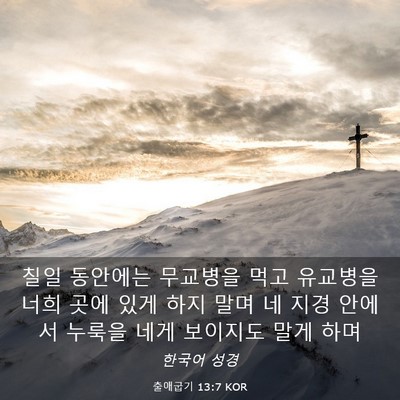 Picture 03 - 출애굽기 13:7 KOR - 칠일 동안에는 무교병을 먹고 - Bible Verse Picture