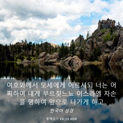 Picture 03 - 출애굽기 14:15 KOR - 여호와께서 모세에게 이르시되 너는 - Bible Verse Picture
