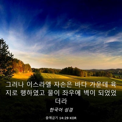 Picture 03 - 출애굽기 14:29 KOR - 그러나 이스라엘 자손은 바다 가운데 - Bible Verse Picture