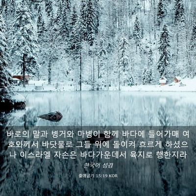 Picture 03 - 출애굽기 15:19 KOR - 바로의 말과 병거와 마병이 함께 - Bible Verse Picture