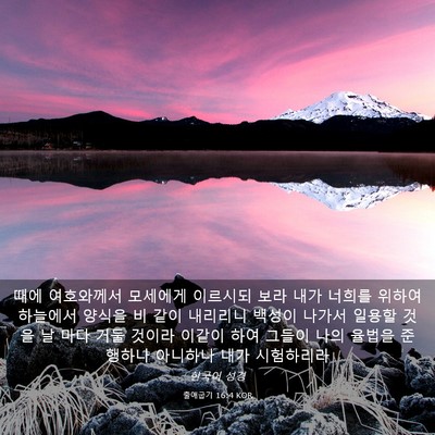 Picture 03 - 출애굽기 16:4 KOR - 때에 여호와께서 모세에게 이르시되 - Bible Verse Picture