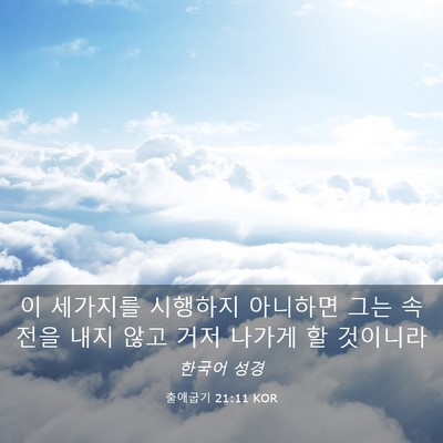Picture 03 - 출애굽기 21:11 KOR - 이 세가지를 시행하지 아니하면 그는 - Bible Verse Picture