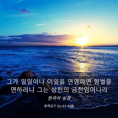 Picture 03 - 출애굽기 21:21 KOR - 그가 일일이나 이일을 연명하면 - Bible Verse Picture