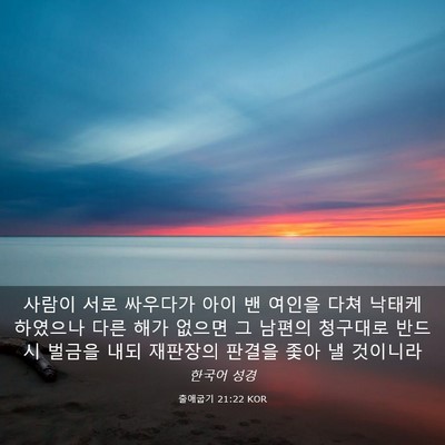 Picture 03 - 출애굽기 21:22 KOR - 사람이 서로 싸우다가 아이 밴 - Bible Verse Picture