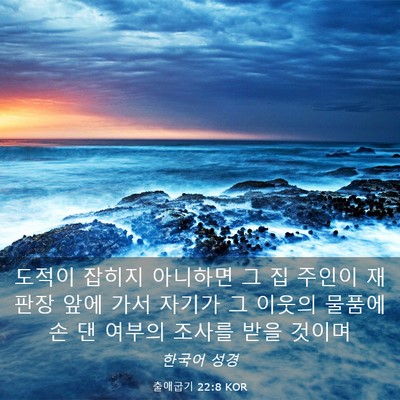 Picture 03 - 출애굽기 22:8 KOR - 도적이 잡히지 아니하면 그 집 - Bible Verse Picture