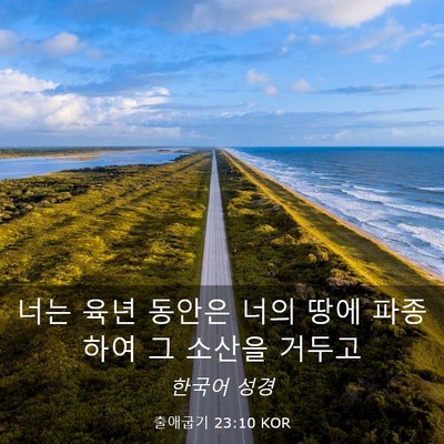 Picture 03 - 출애굽기 23:10 KOR - 너는 육년 동안은 너의 땅에 - Bible Verse Picture