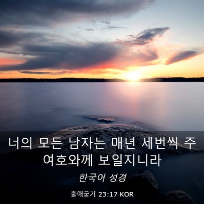 Picture 03 - 출애굽기 23:17 KOR - 너의 모든 남자는 매년 세번씩 주 - Bible Verse Picture
