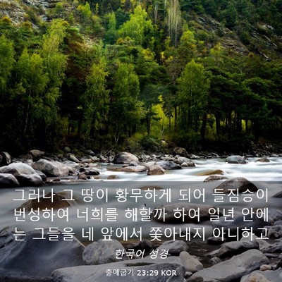 Picture 03 - 출애굽기 23:29 KOR - 그러나 그 땅이 황무하게 되어 - Bible Verse Picture