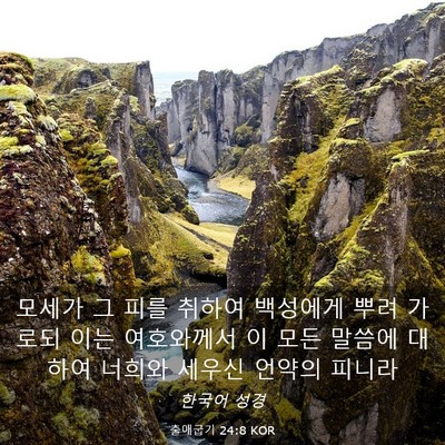 Picture 03 - 출애굽기 24:8 KOR - 모세가 그 피를 취하여 백성에게 - Bible Verse Picture