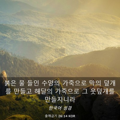 Picture 03 - 출애굽기 26:14 KOR - 붉은 물 들인 수양의 가죽으로 막의 - Bible Verse Picture