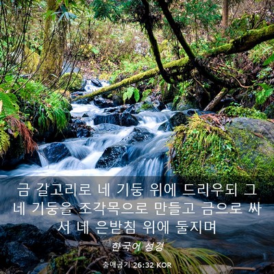 Picture 03 - 출애굽기 26:32 KOR - 금 갈고리로 네 기둥 위에 드리우되 - Bible Verse Picture