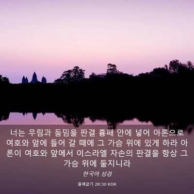 Picture 03 - 출애굽기 28:30 KOR - 너는 우림과 둠밈을 판결 흉패 안에 - Bible Verse Picture