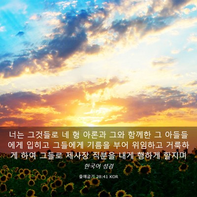 Picture 03 - 출애굽기 28:41 KOR - 너는 그것들로 네 형 아론과 그와 - Bible Verse Picture