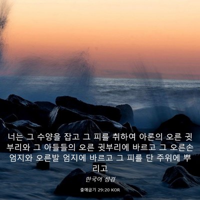 Picture 03 - 출애굽기 29:20 KOR - 너는 그 수양을 잡고 그 피를 취하여 - Bible Verse Picture