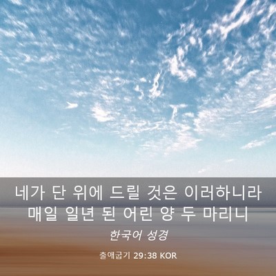 Picture 03 - 출애굽기 29:38 KOR - 네가 단 위에 드릴 것은 이러하니라 - Bible Verse Picture