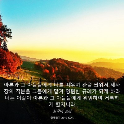Picture 03 - 출애굽기 29:9 KOR - 아론과 그 아들들에게 띠를 띠우며 - Bible Verse Picture