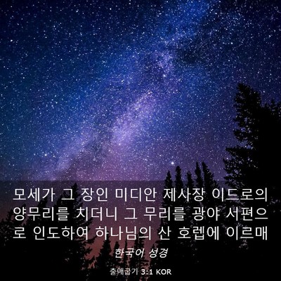 Picture 03 - 출애굽기 3:1 KOR - 모세가 그 장인 미디안 제사장 - Bible Verse Picture