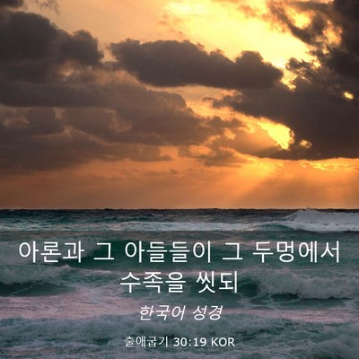 Picture 03 - 출애굽기 30:19 KOR - 아론과 그 아들들이 그 두멍에서 - Bible Verse Picture