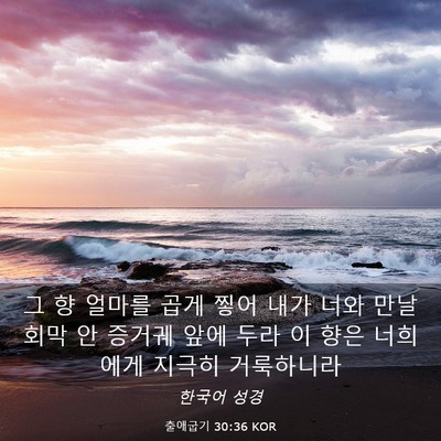 Picture 03 - 출애굽기 30:36 KOR - 그 향 얼마를 곱게 찧어 내가 너와 - Bible Verse Picture