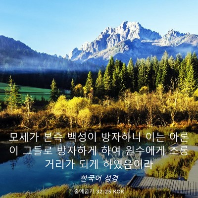 Picture 03 - 출애굽기 32:25 KOR - 모세가 본즉 백성이 방자하니 이는 - Bible Verse Picture