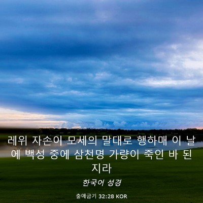 Picture 03 - 출애굽기 32:28 KOR - 레위 자손이 모세의 말대로 행하매 - Bible Verse Picture
