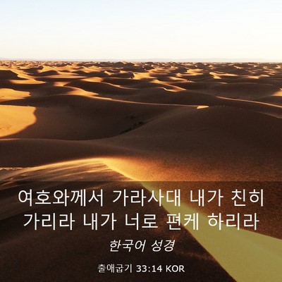 Picture 03 - 출애굽기 33:14 KOR - 여호와께서 가라사대 내가 친히 - Bible Verse Picture
