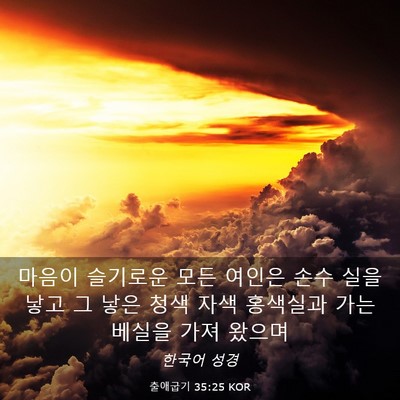Picture 03 - 출애굽기 35:25 KOR - 마음이 슬기로운 모든 여인은 손수 - Bible Verse Picture