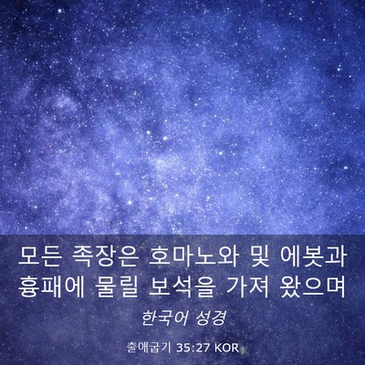 Picture 03 - 출애굽기 35:27 KOR - 모든 족장은 호마노와 및 에봇과 - Bible Verse Picture