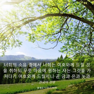 Picture 03 - 출애굽기 35:5 KOR - 너희의 소유 중에서 너희는 여호와께 - Bible Verse Picture