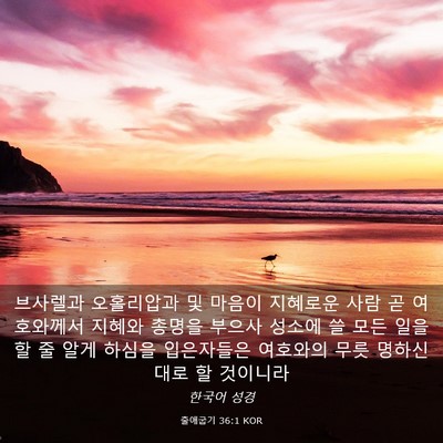 Picture 03 - 출애굽기 36:1 KOR - 브사렐과 오홀리압과 및 마음이 - Bible Verse Picture