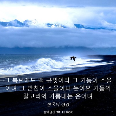 Picture 03 - 출애굽기 38:11 KOR - 그 북편에도 백 규빗이라 그 기둥이 - Bible Verse Picture