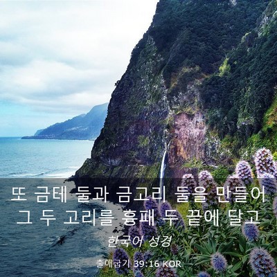 Picture 03 - 출애굽기 39:16 KOR - 또 금테 둘과 금고리 둘을 만들어 그 - Bible Verse Picture