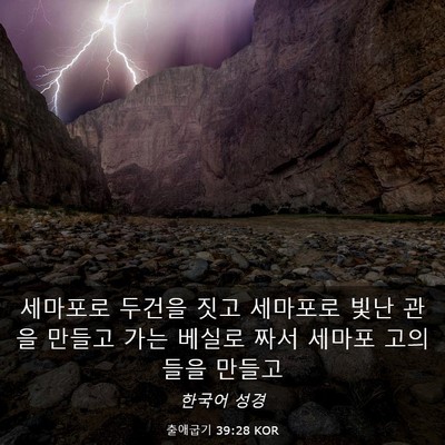 Picture 03 - 출애굽기 39:28 KOR - 세마포로 두건을 짓고 세마포로 빛난 - Bible Verse Picture