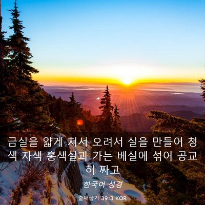 Picture 03 - 출애굽기 39:3 KOR - 금실을 얇게 쳐서 오려서 실을 - Bible Verse Picture