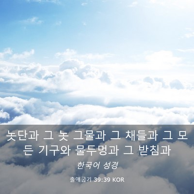 Picture 03 - 출애굽기 39:39 KOR - 놋단과 그 놋 그물과 그 채들과 그 - Bible Verse Picture