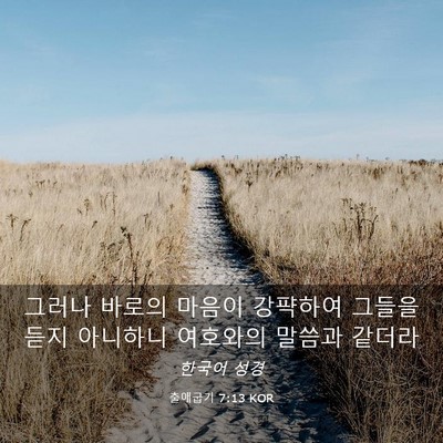 Picture 03 - 출애굽기 7:13 KOR - 그러나 바로의 마음이 강퍅하여 - Bible Verse Picture