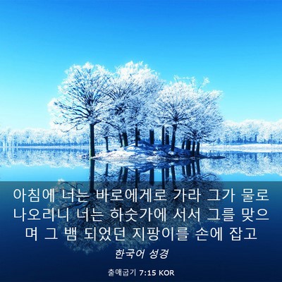 Picture 03 - 출애굽기 7:15 KOR - 아침에 너는 바로에게로 가라 그가 - Bible Verse Picture