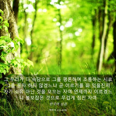 Picture 03 - 하박국 2:6 KOR - 그 무리가 다 속담으로 그를 - Bible Verse Picture