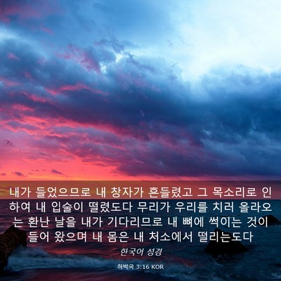 Picture 03 - 하박국 3:16 KOR - 내가 들었으므로 내 창자가 흔들렸고 - Bible Verse Picture