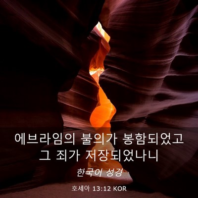 Picture 03 - 호세아 13:12 KOR - 에브라임의 불의가 봉함되었고 그 - Bible Verse Picture