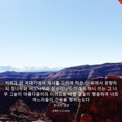 Picture 03 - 호세아 4:13 KOR - 저희가 산 꼭대기에서 제사를 드리며 - Bible Verse Picture